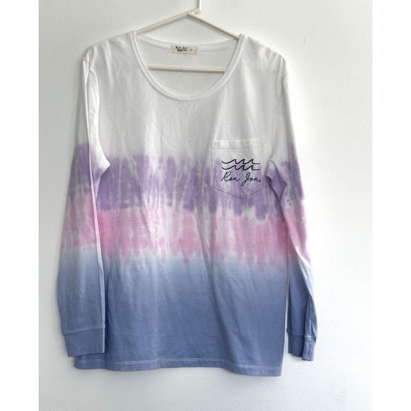 Ron Jon Surf Shirt Womens Large Pink Purple Lightweight Cotton Tie Dye Beach - Picture 1 of 5